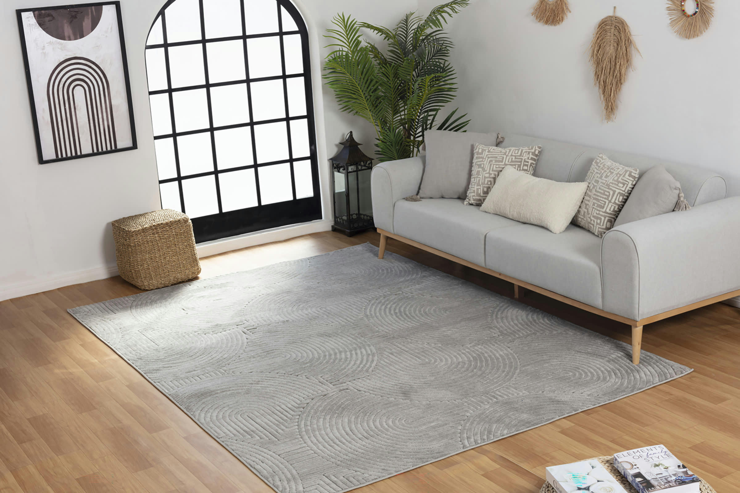 REYKO - Tapis d'Intérieur/d'Extérieur Hygge Gris 80x150
