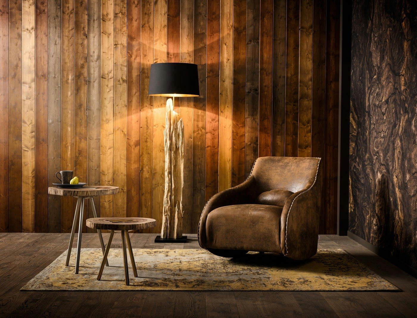 KELIM - Tapis en coton jaune et marron 240x170