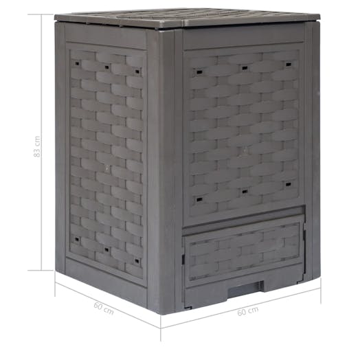 NNEVL Garden Composters 3 pcs Brown 60x60x83 cm 900 L Plastic Rattan