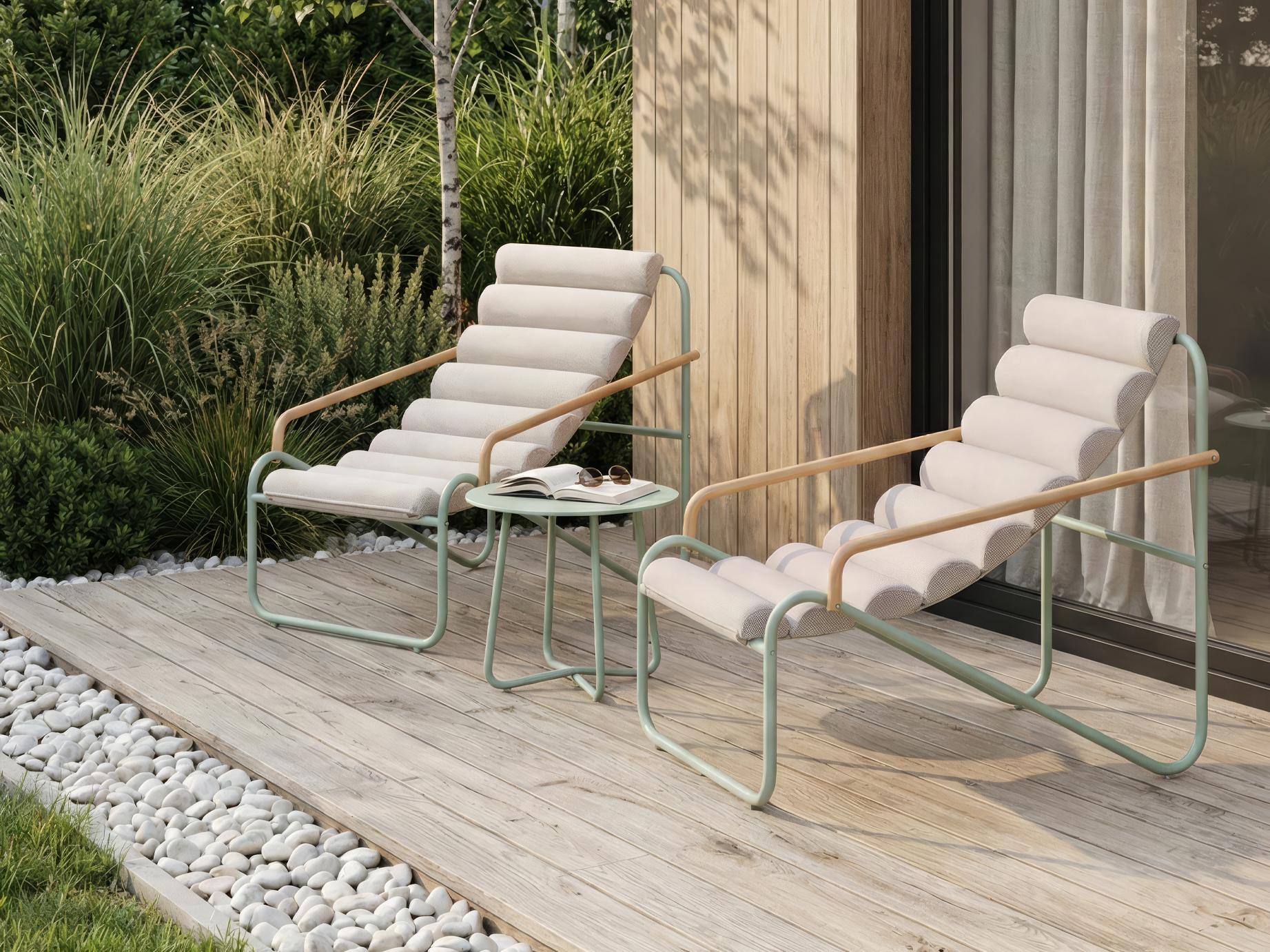 Garden Lounge Set with Table 2 Seater PASTO Metal Mint Green