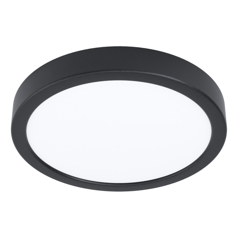 Plafonnier LED Fueva 5 noir avec détecteur de mouvement Ø 21 cm blanc chaud 2000 lm 17 W EGLO