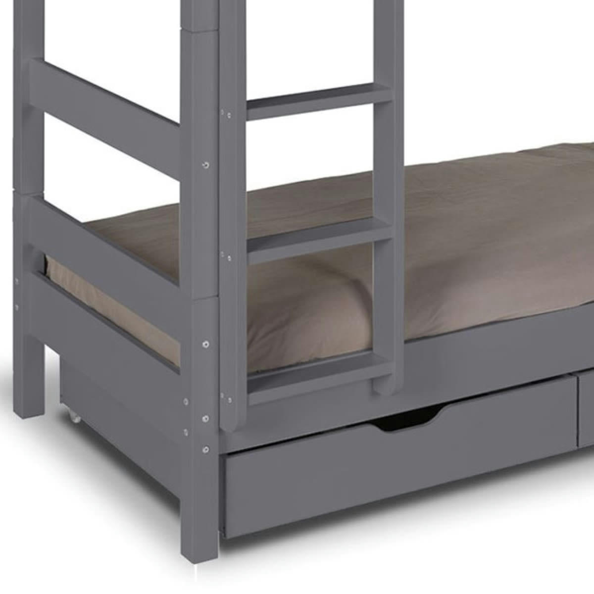 AARON - Lot de 2 tiroirs pour lit superposé 90x190 cm bois massif anthracite