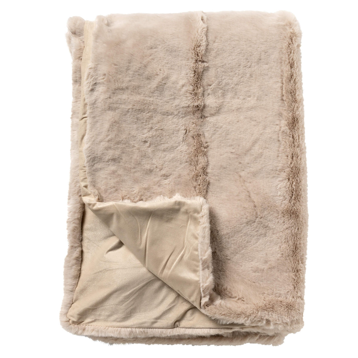 ZINZI - plaid 140x180 cm - bontlook - effen kleur - Pumice Stone - beige