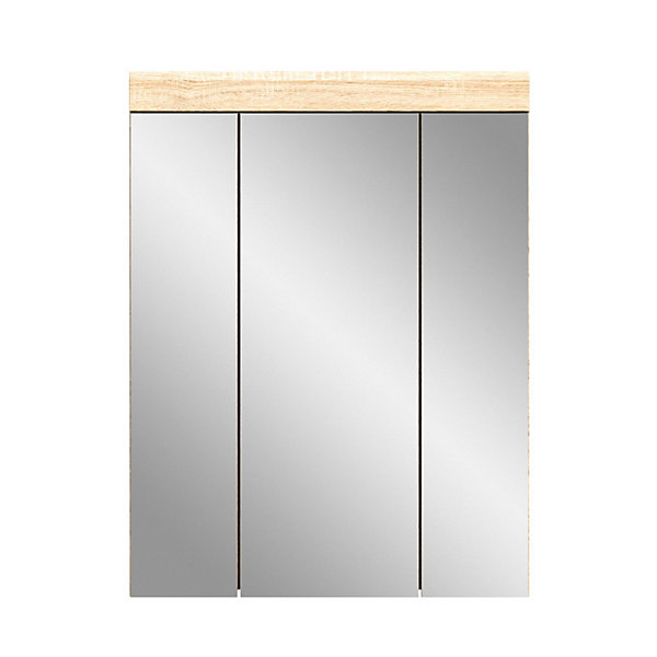 Armoire de rangement avec miroirs LEWOTOBlanc et chene60x79x18 cm