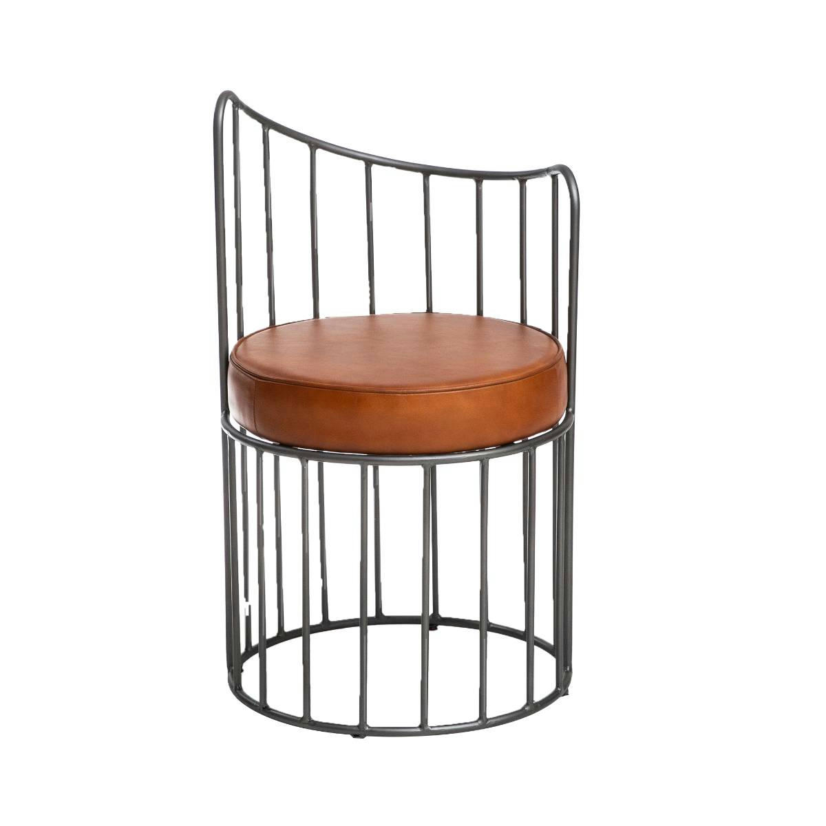 - Fauteuil en cuir et croûte de cuir marron 42 cm