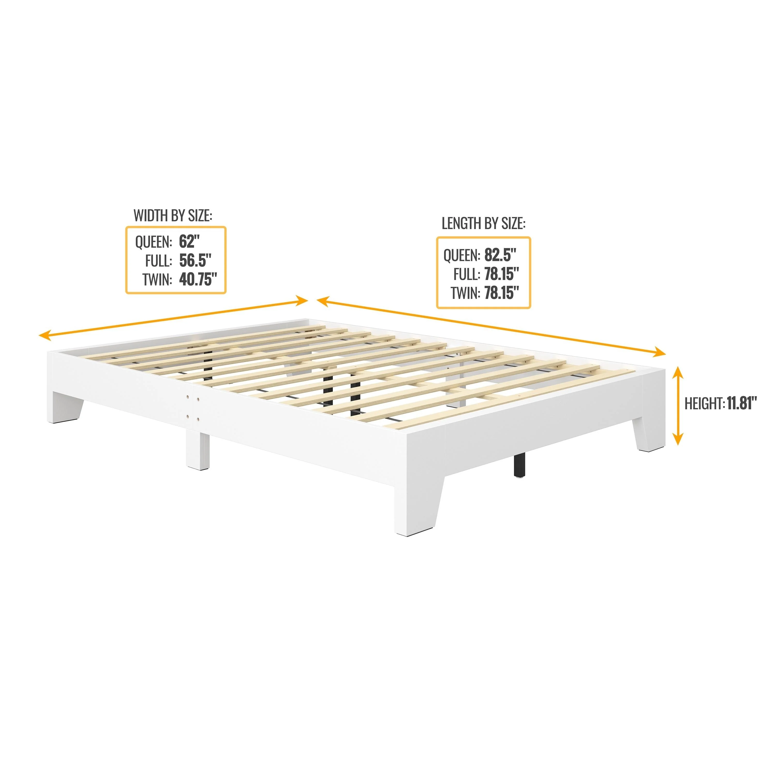 Boyd Sleep Lugano Wood Platform Bed Frame, Modern No Headboard Design, Easy Assembly