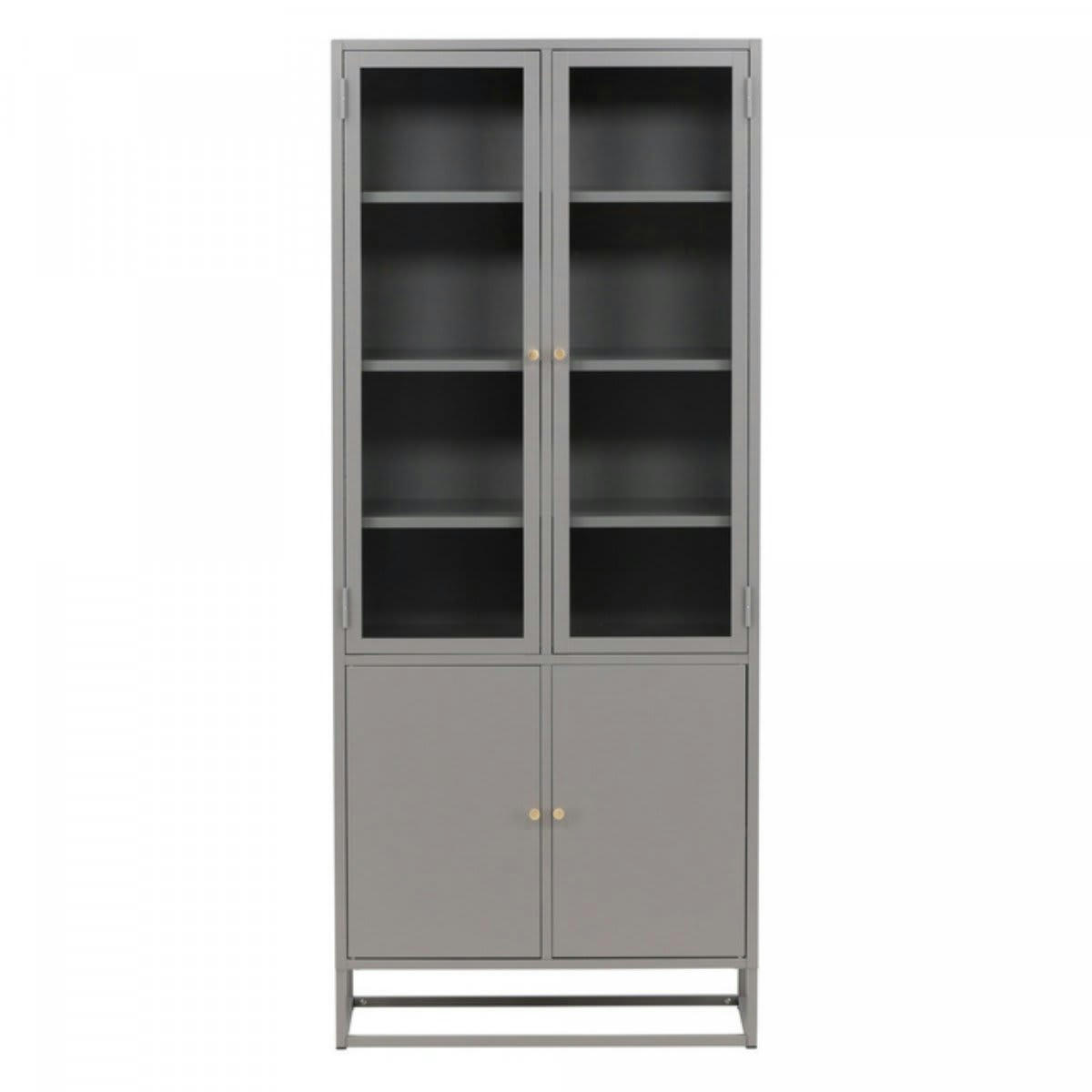 COBY - Buffet haut industriel avec portes vitrées 190cm COBY