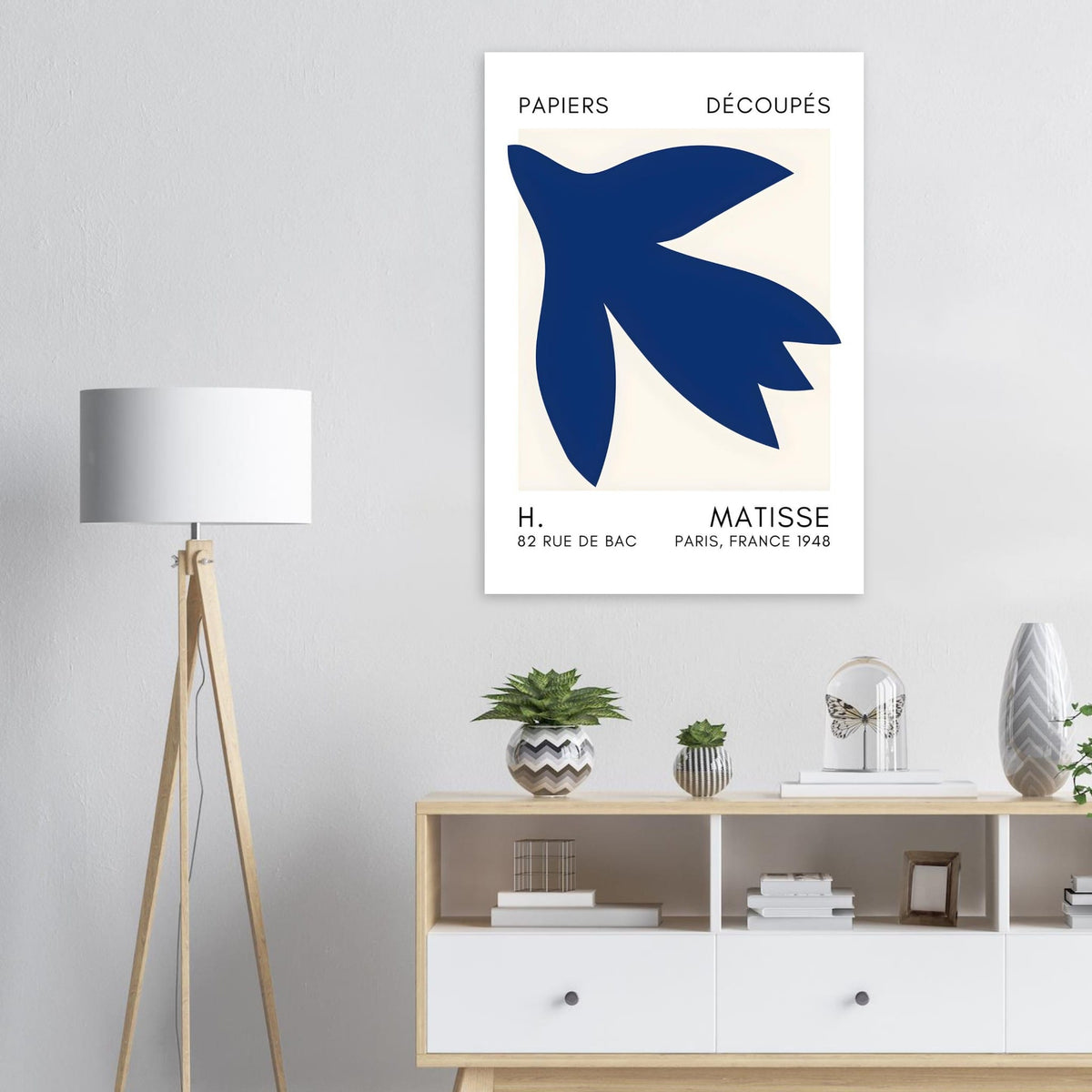 Artfulprints Poster Matisse – Shapes in the air navy blue  - 70x100 cm - Blauw