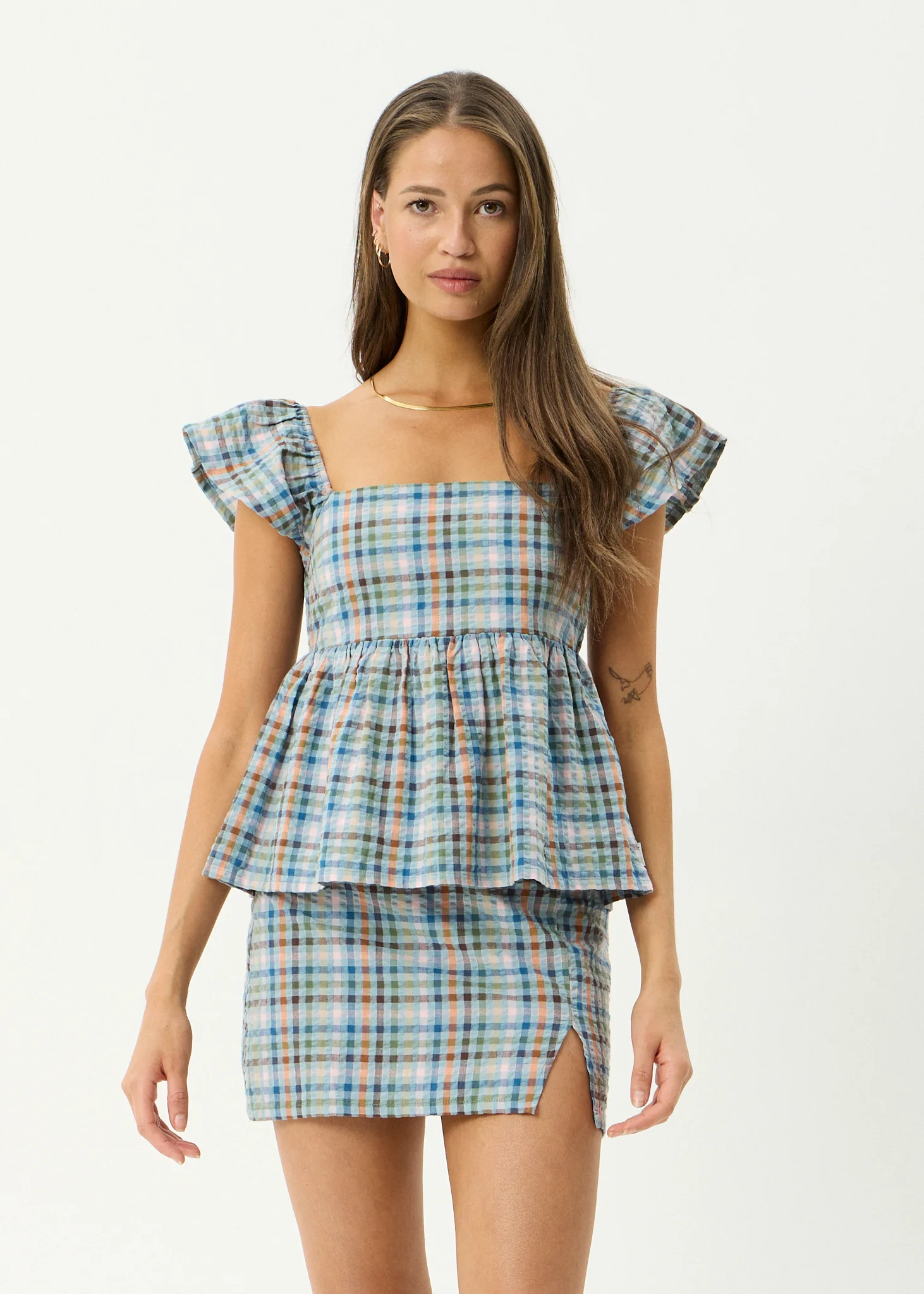 AFENDS Womens Amelie Check - Seersucker Top - Multi