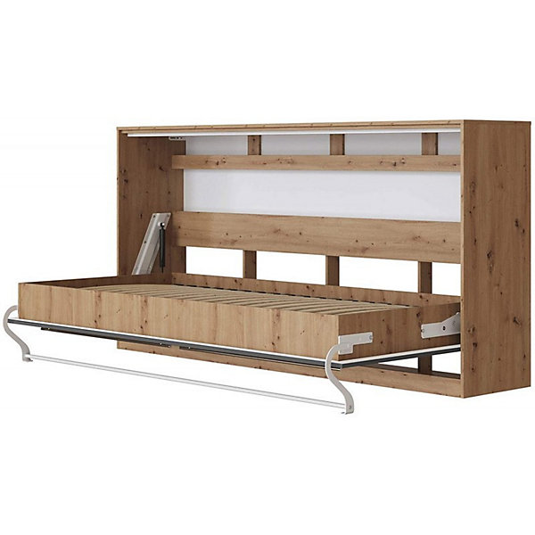 Armoire Lit escamotable 90x200cm Supérieur Horizontal Lit Mural Chêne Sauvage-Anthracite