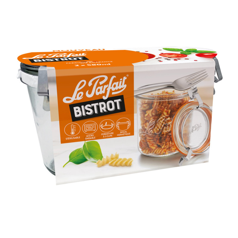 Bocal en verre Bistrot 0,58 L 2 pièces LE PARFAIT