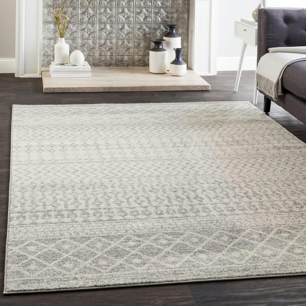 MILA - Tapis Scandinave Bohème Gris/Blanc 160x220