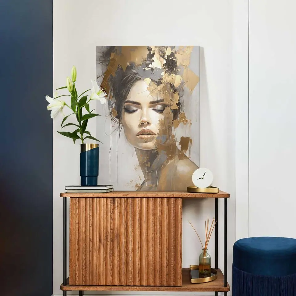 Schilderij Gouden vrouw - 70 x 50 - Goudkleurig