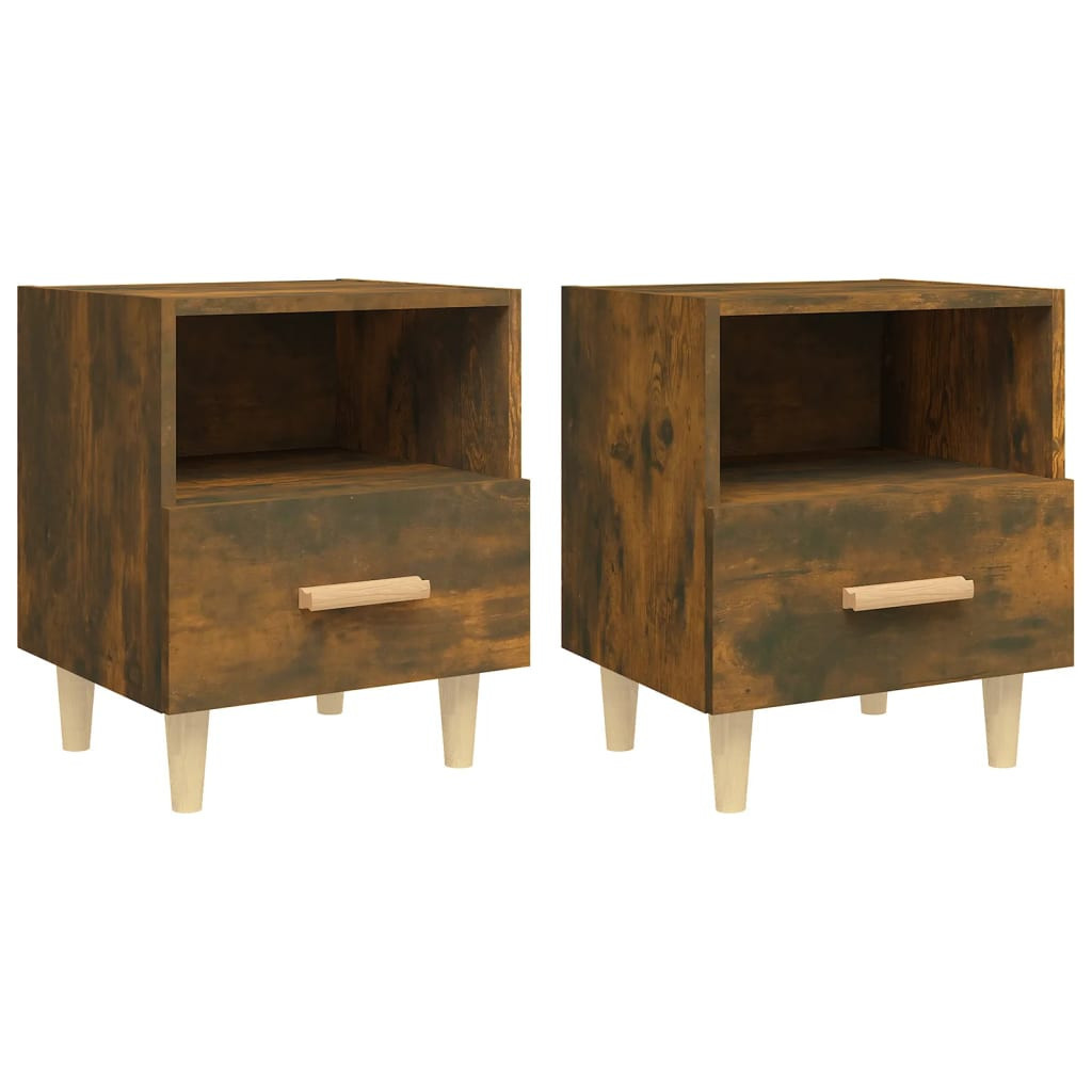 2x Szafka Nocna Stolik Komoda Brązowa z Szufladą Do Sypialni 40x35x47 cm