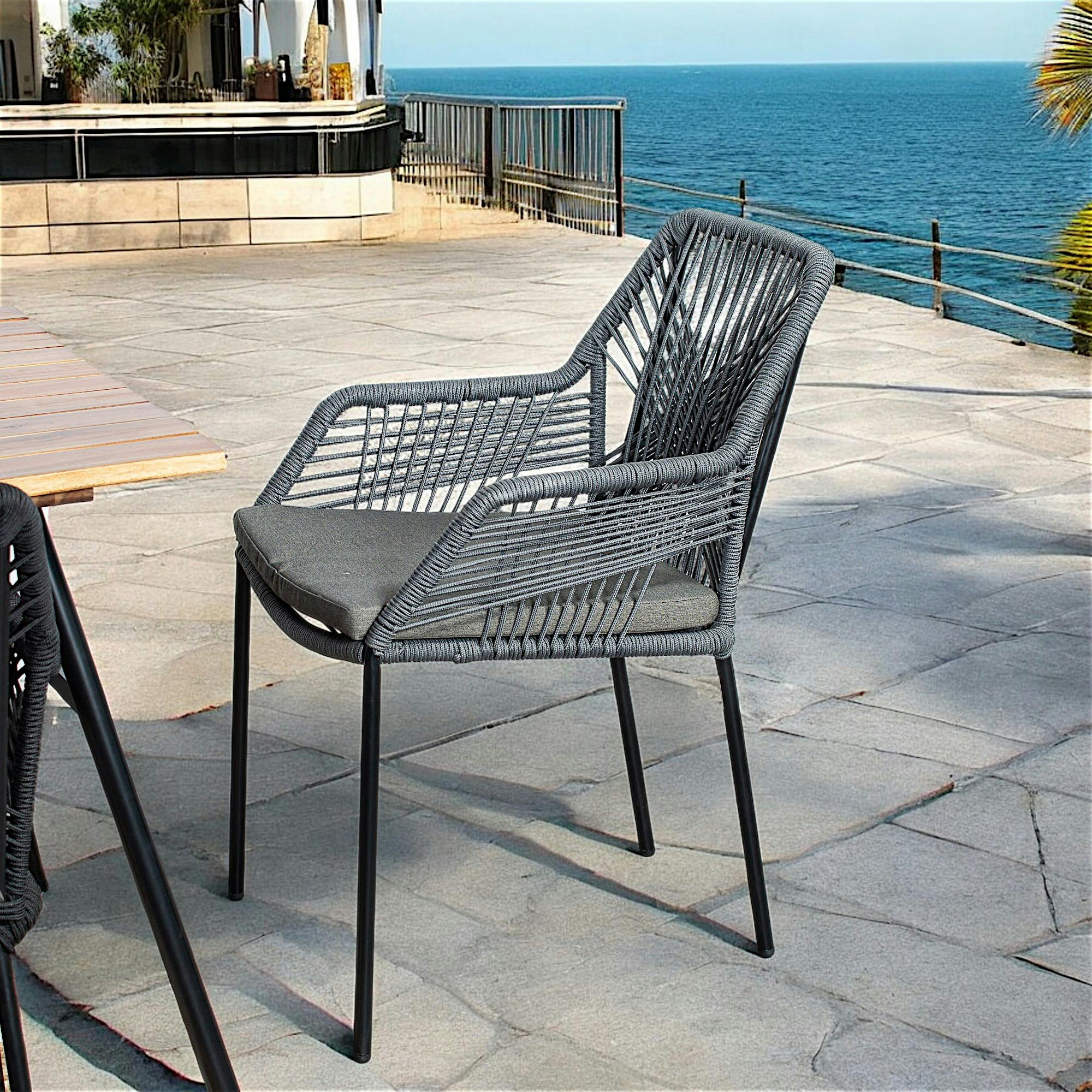 Chaise de jardin en corde tressée grise GRENADE