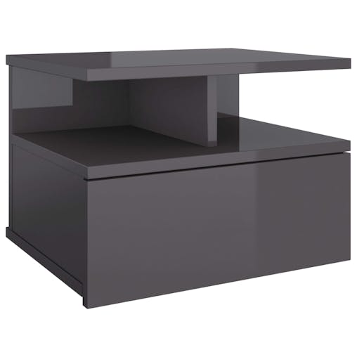 NNEVL Floating Nightstand High Gloss Grey 40x31x27cm Chipboard
