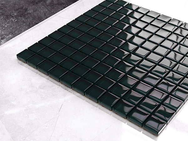 Mosaïque en verre sur filet pour salle de bain ou cuisine 30 cm x 30 cm - Green ice
