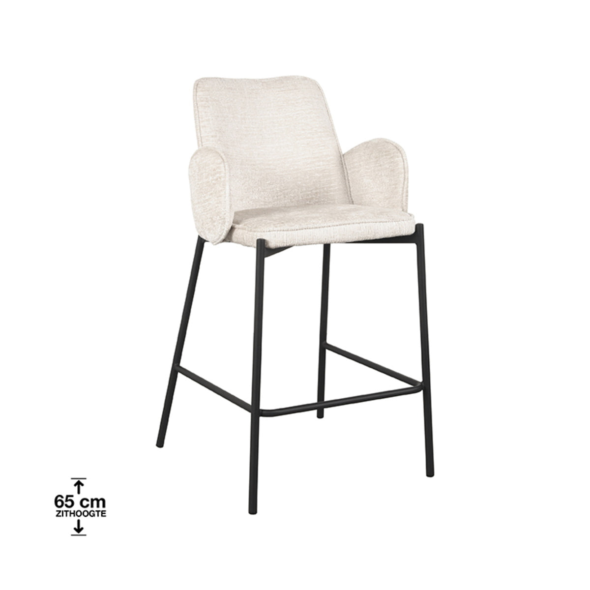 LABEL51 Barstoel Joni - Crème - Zithoogte 63cm - Set van 2