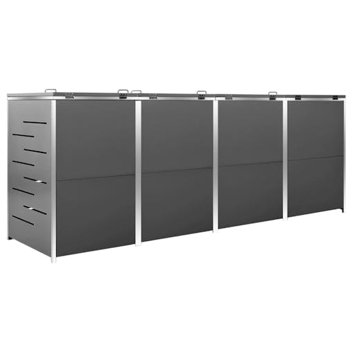 NNEVL Quadruple Wheelie Bin Shed 276.5x77.5x115.5 cm Stainless Steel
