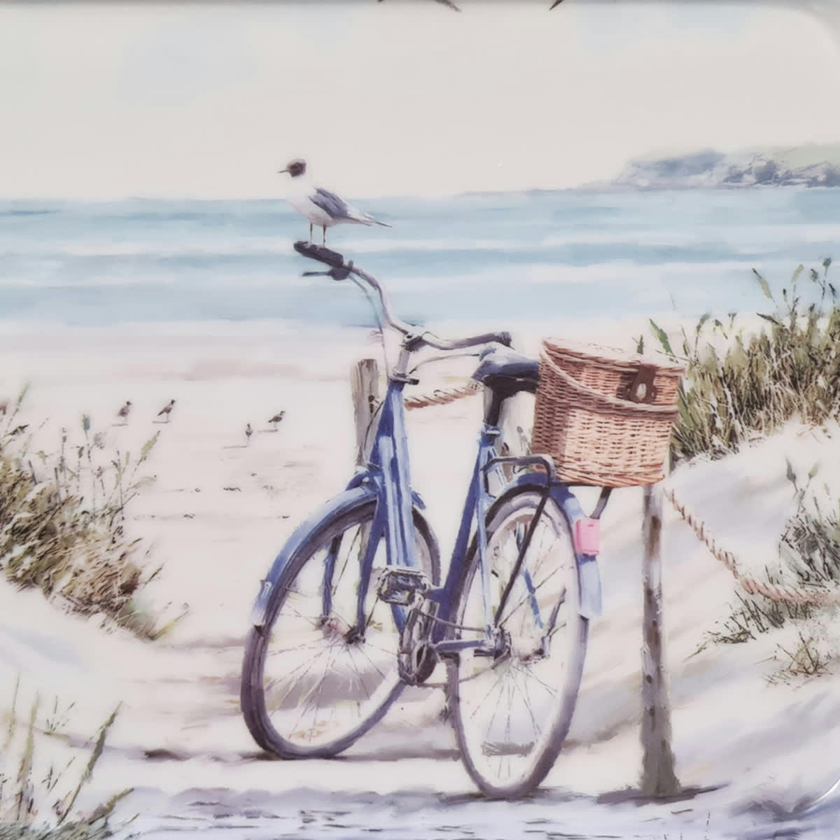 - Mini plateau rectangulaire en mélamine vélo à la plage