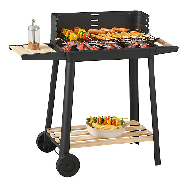 Chariot de barbecue au charbon de bois Ari 78 x 86 x 30 cm noir casa.pro