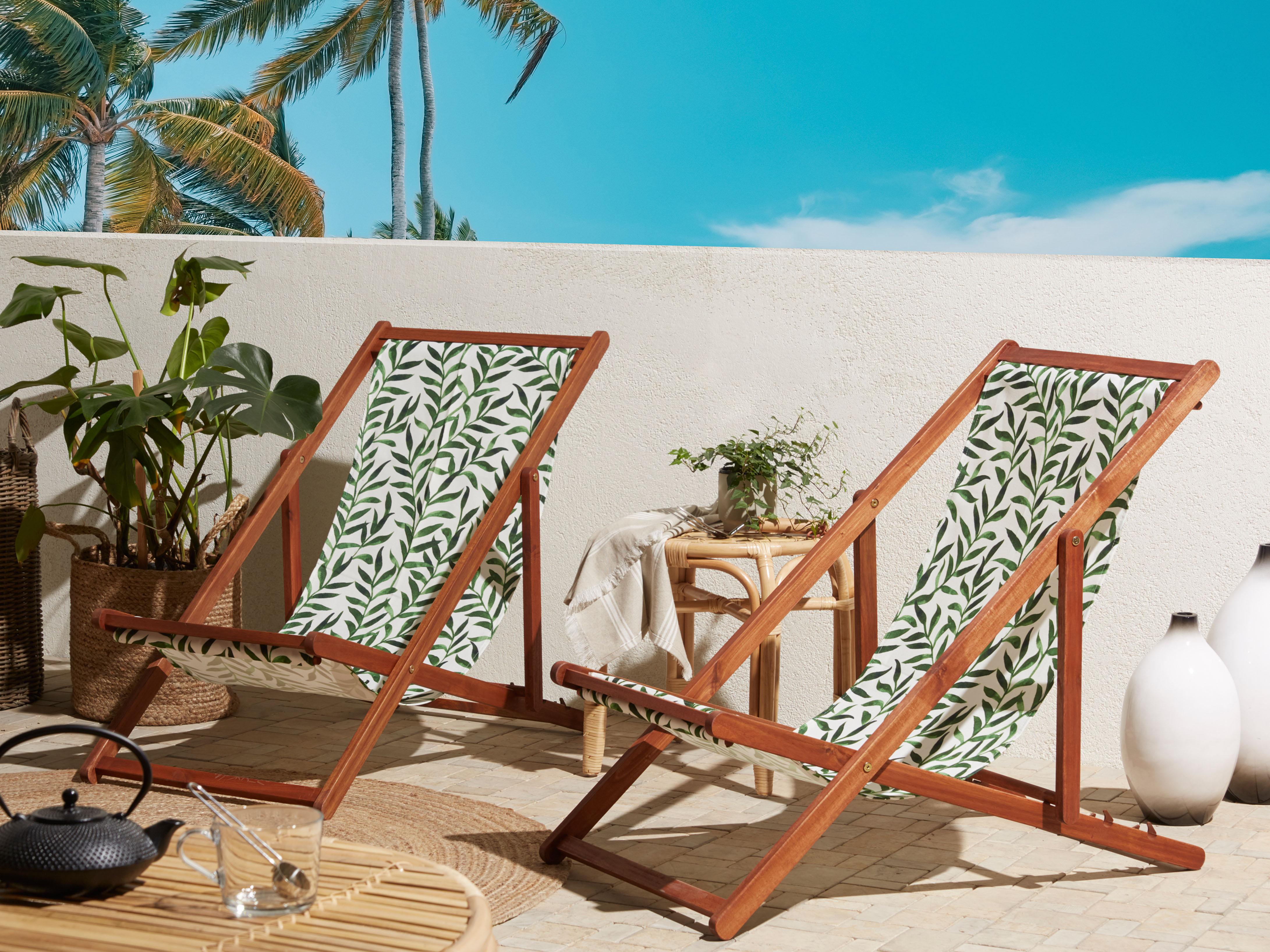 Set of 2 Sun Lounger Replacement Fabrics ANZIO/AVELLINO 113 x 44 cm Green