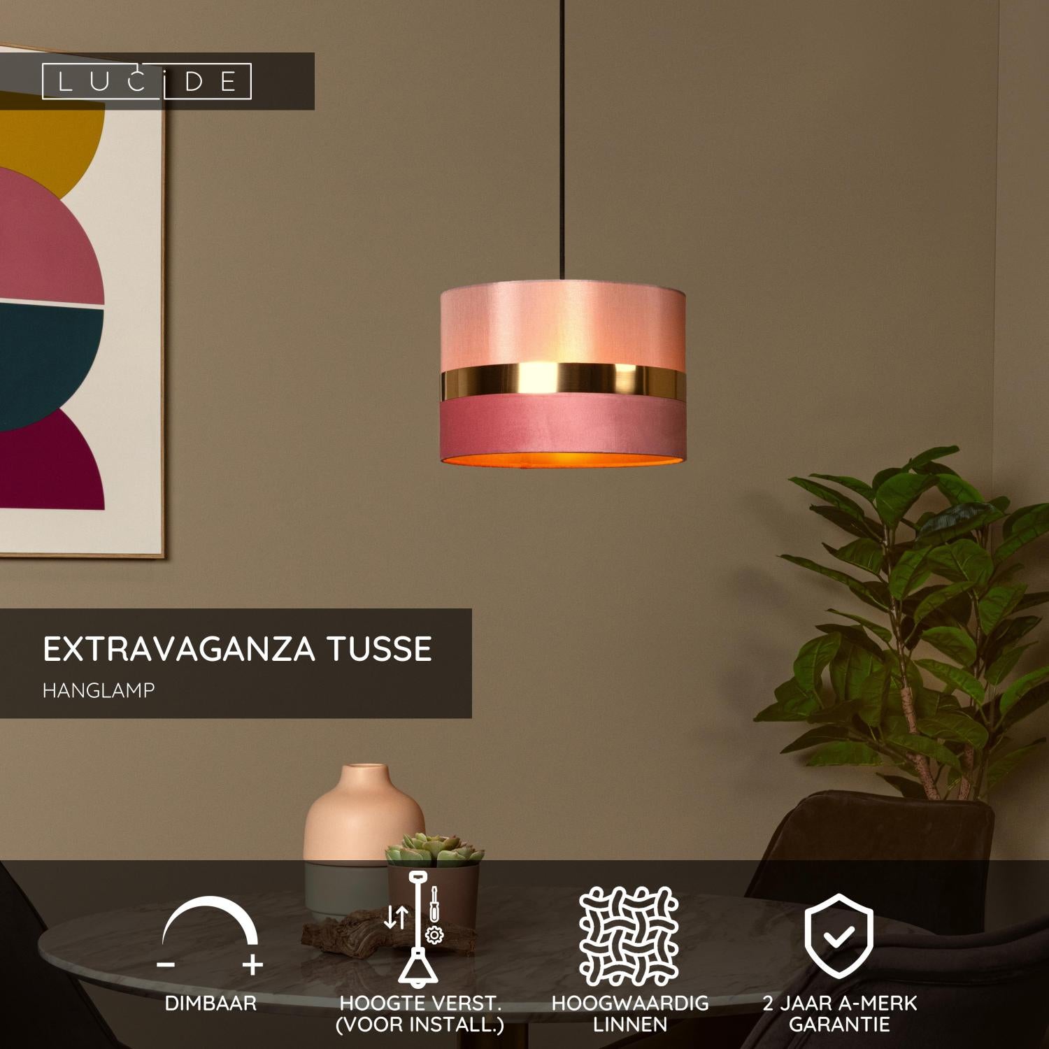 Lucide EXTRAVAGANZA TUSSE Hanglamp - Roze