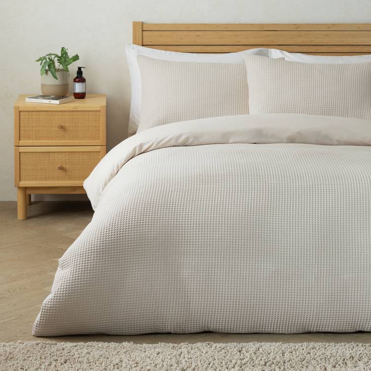 Habitat Chunky Waffle Cream Bedding Set - Single