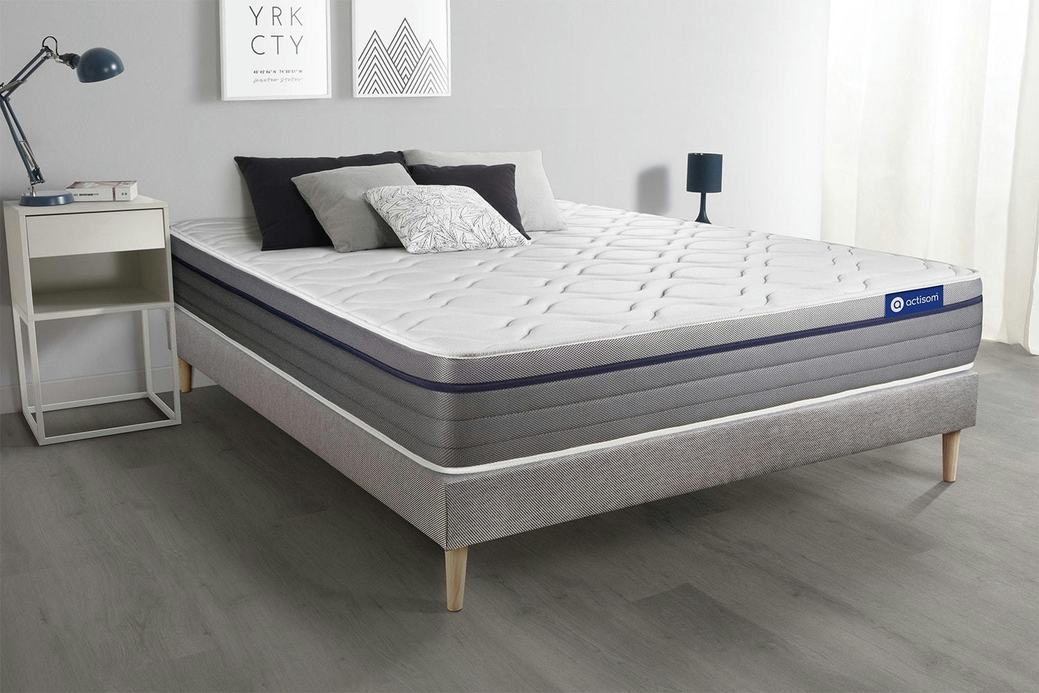 ACTILATEX ZEN - Ensemble 180x200 cm sommier kit gris