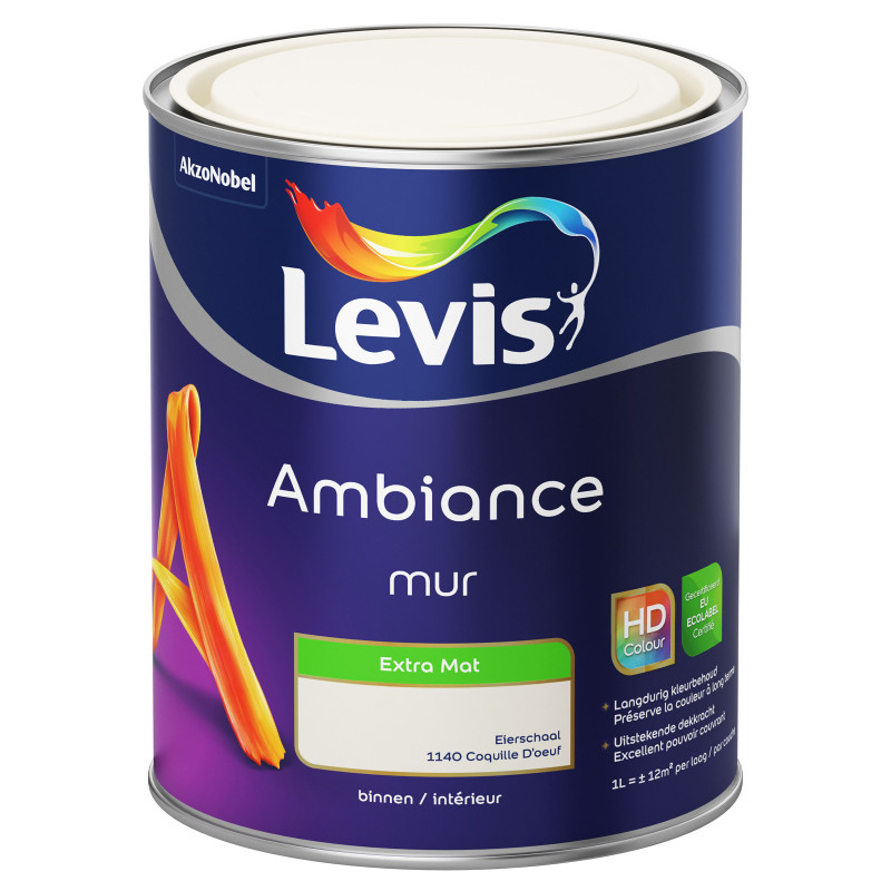 Peinture mur Ambiance coquille d'oeuf extra mate 1 L LEVIS