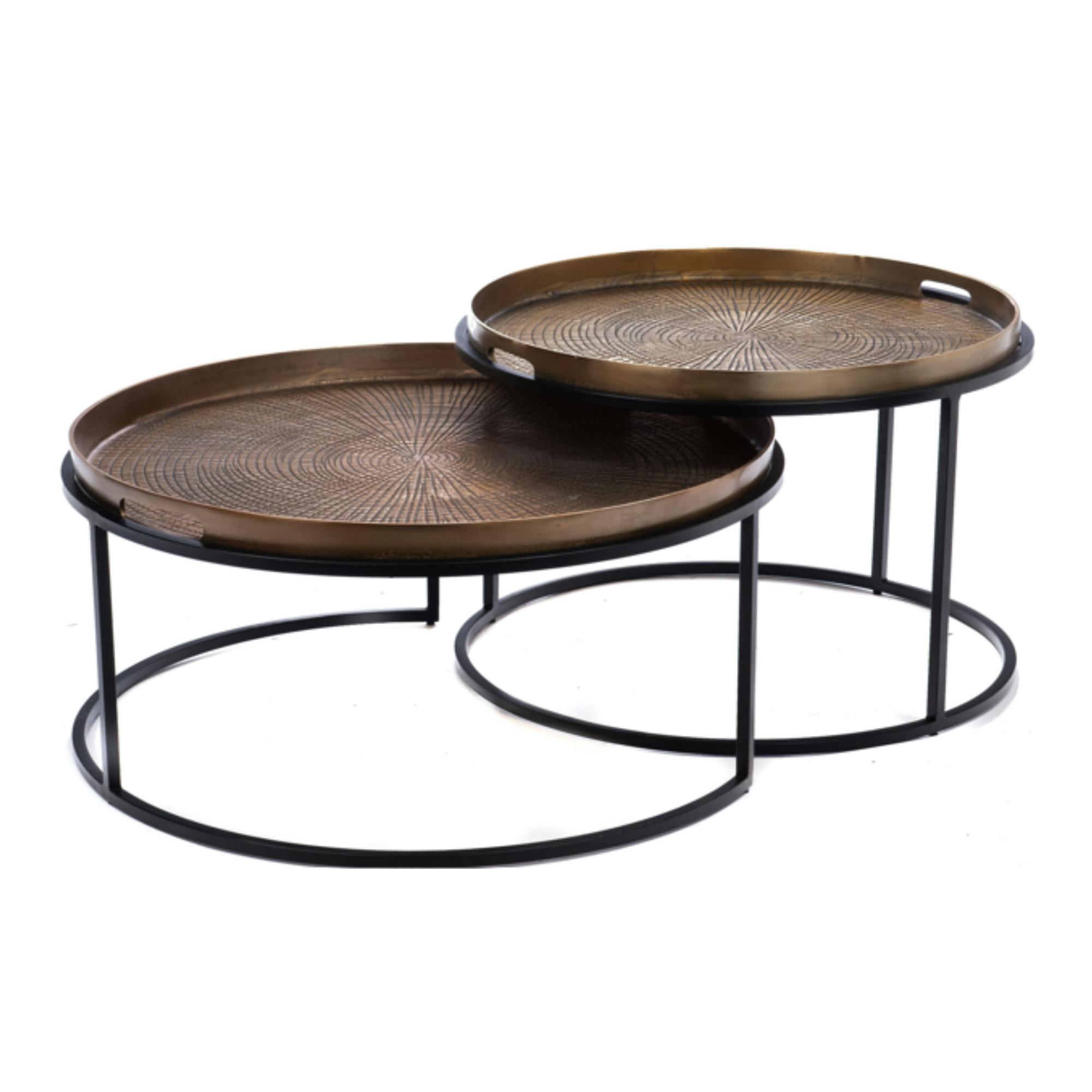Table basse gigogne bronze à plateaux mobiles (lot de 2) KANO