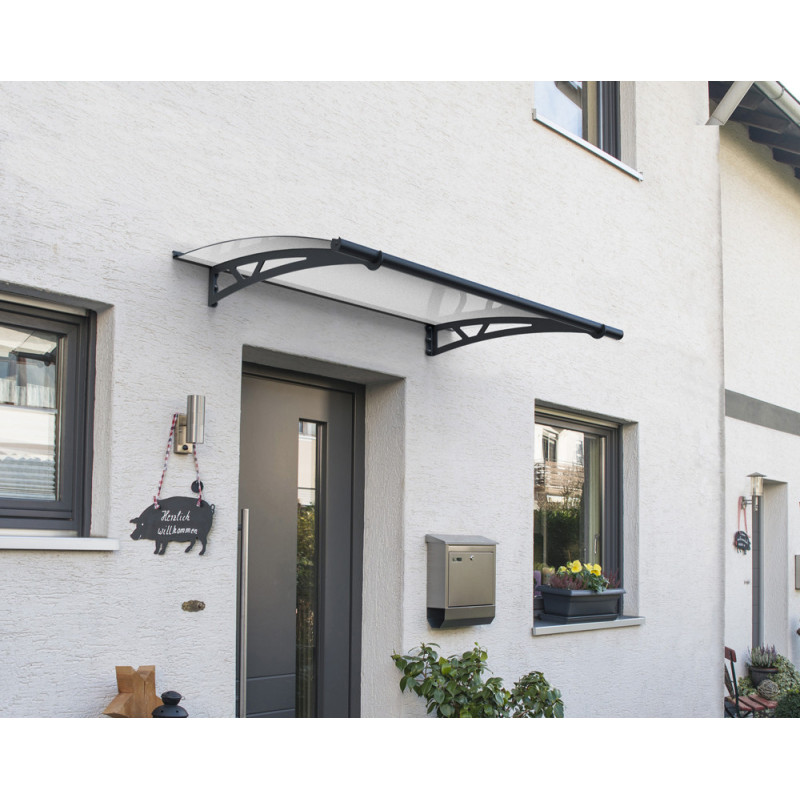 Marquise de porte Altair gris foncé 150,5 x 91,5 cm CANOPIA