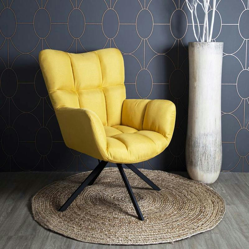 WASHINGTON - Fauteuil pivotant en tissu jaune