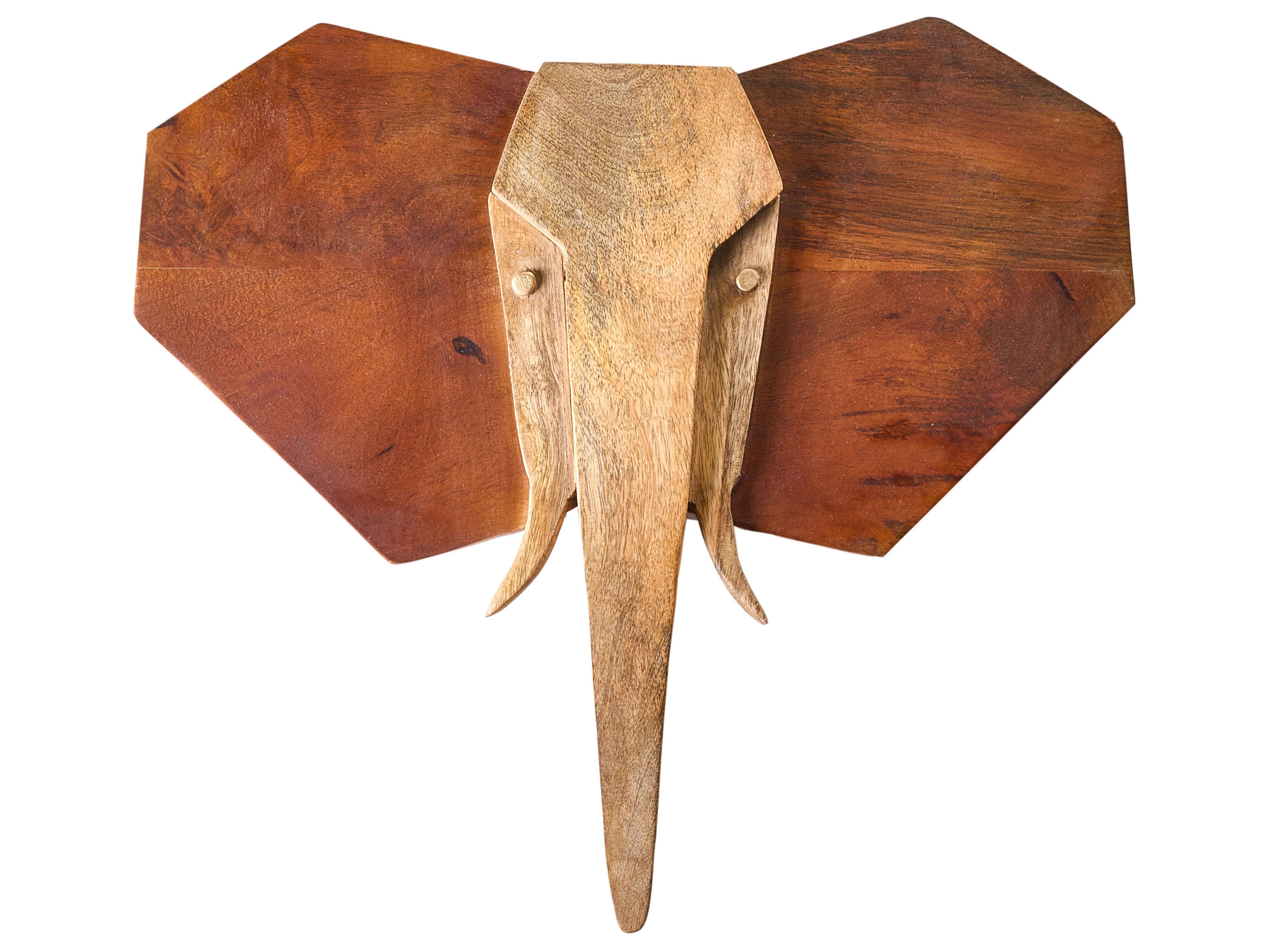 Wall Decor Elephant GAROUA Mango Wood 37 cm Brown