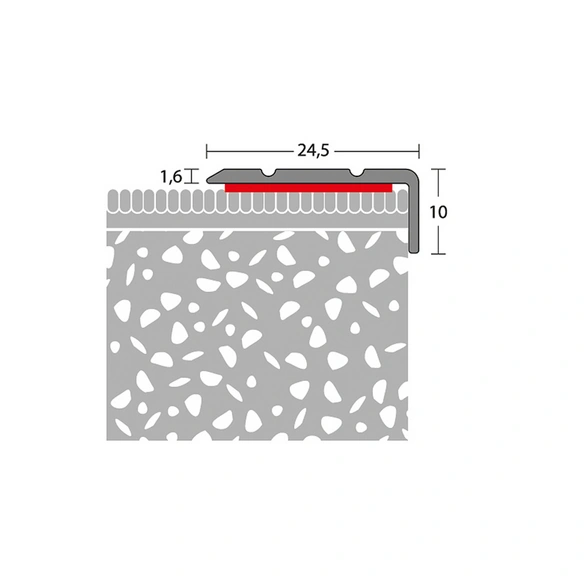 Winkelprofil, BxL: 25 x 1000 mm, Höhe: 10 mm, edelstahlfarben