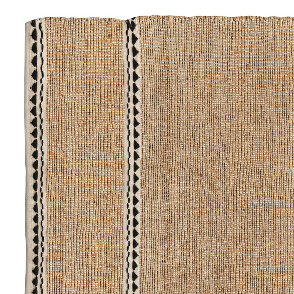 CASSIS - Tapis en jute avec bande noire et blanche 180x120 cm