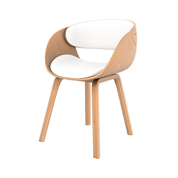 Chaise en bois clair et PU blanc - Adelmar