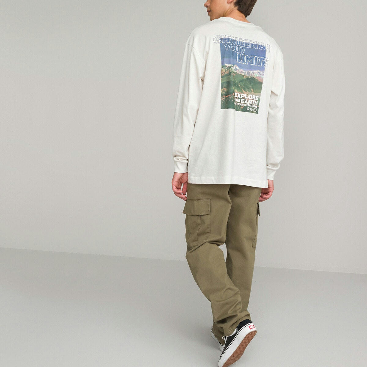 T-shirt manches longues oversize, imprimé au dos