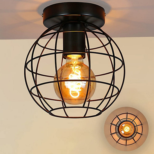 NETTLIFE Plafonnier Vintage en métal Industriel Lampe de Couloir Noir E27 Abat-Jour Lampe d'escalier rétro pour Chambre Salon