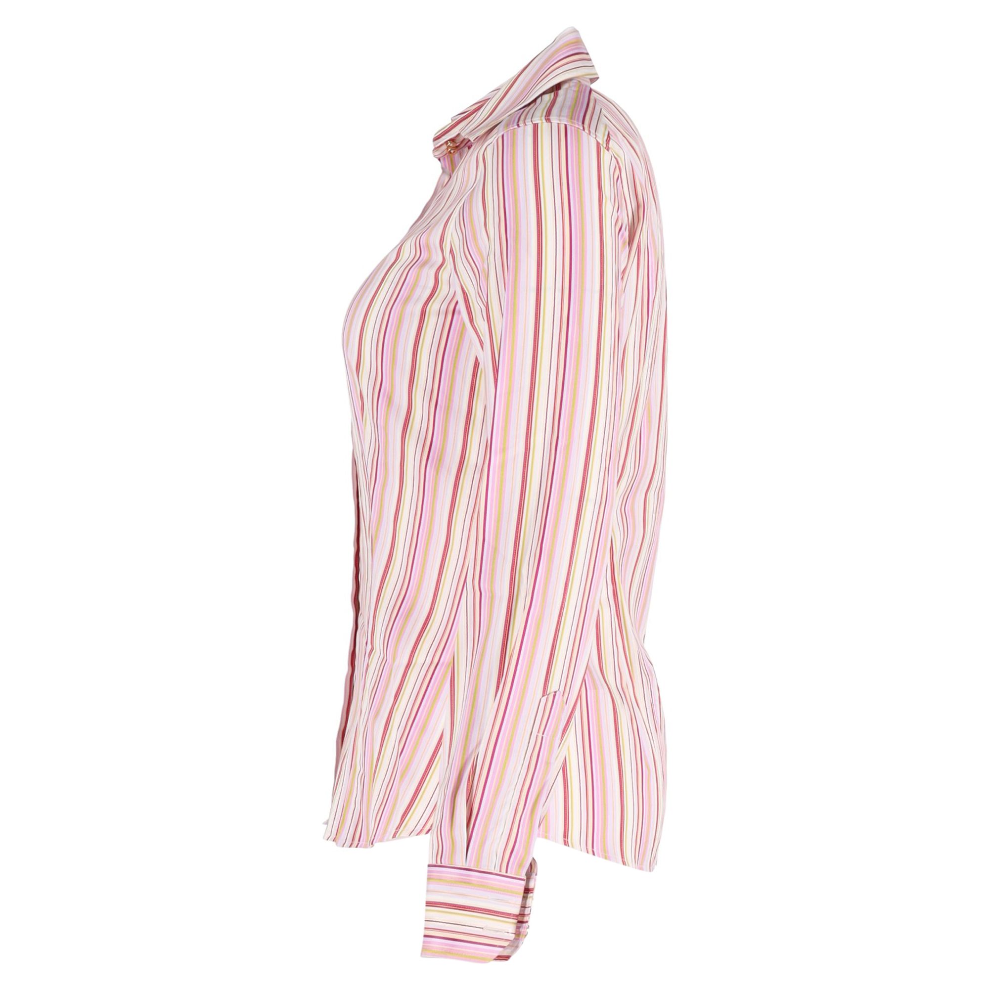 Etro Preloved Stripe Button-Down Long Sleeve Shirt in Multicolor Cotton