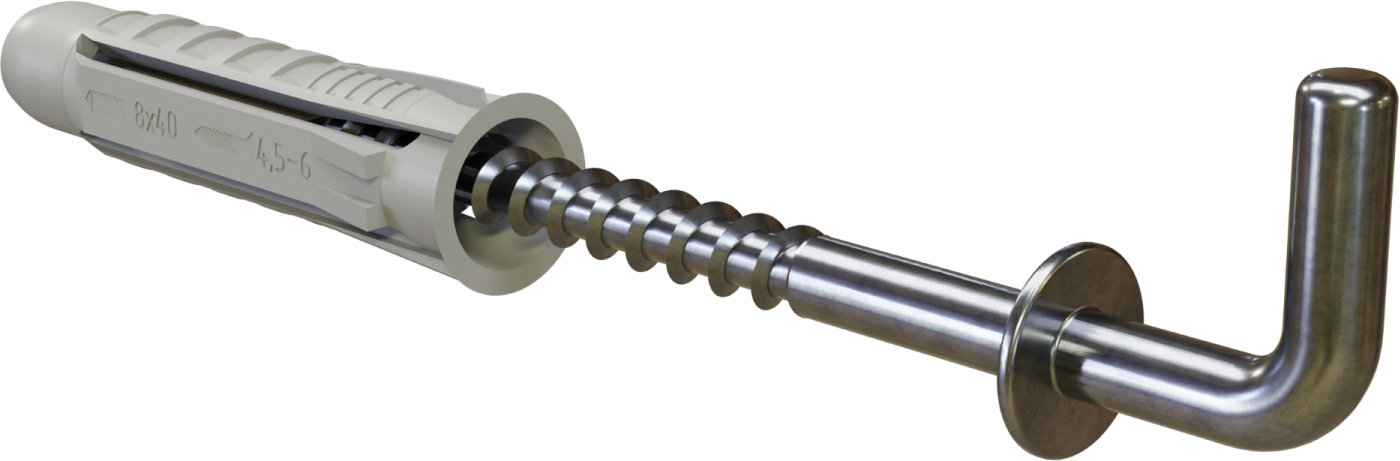 Kołek rozporowy uniwersalny z hakiem prostym RXHP śr. wiercenia: ø6mm , hak: ø4,0x36mm STALCO PERFECT RXHP-6/4,0x36