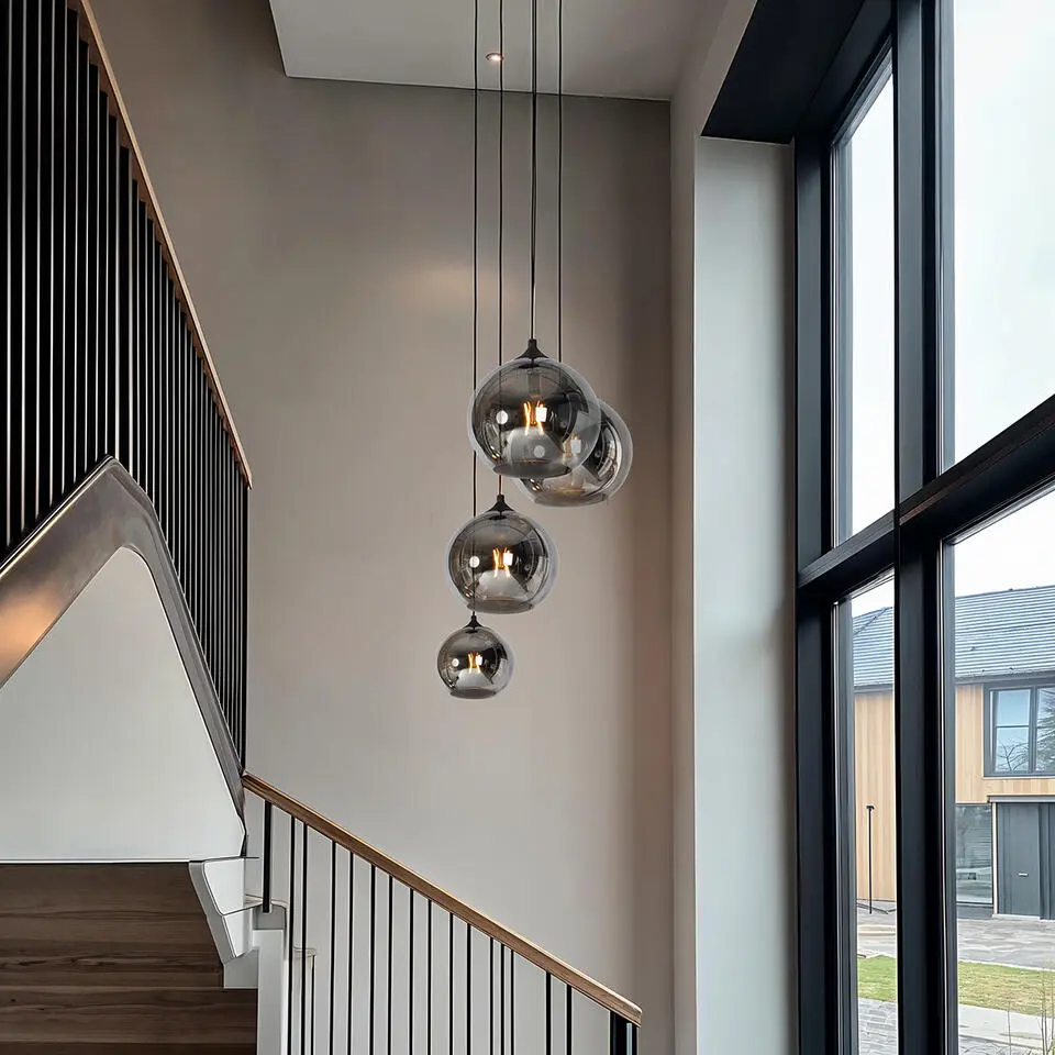 Qazqa hanglamp wallace grijs e27