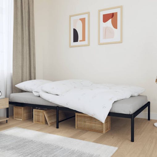 NNEVL Metal Bed Frame Black 107x203 cm