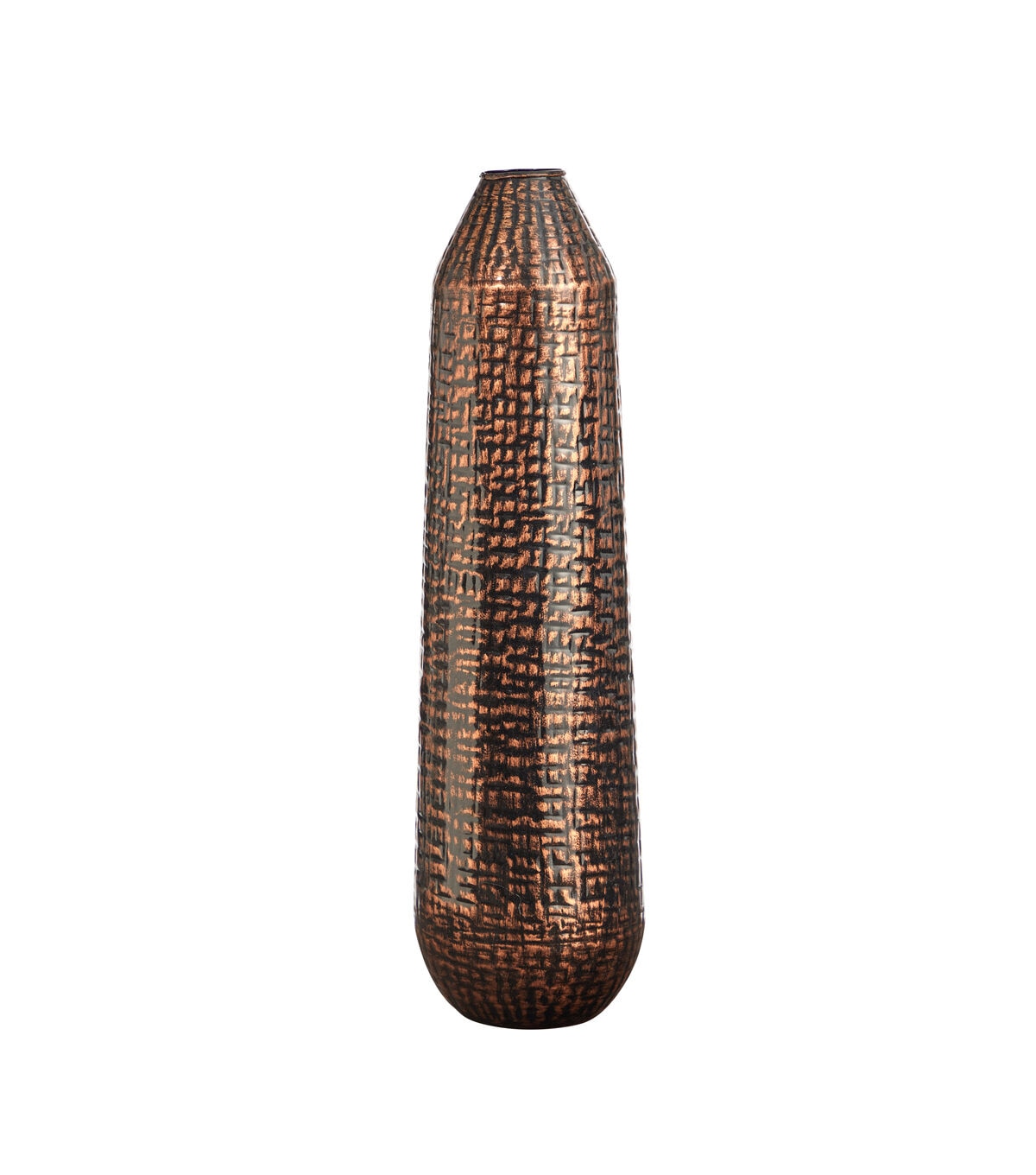 Nearly Natural 26 Brown Tall Embossed Metal Tower Vase
