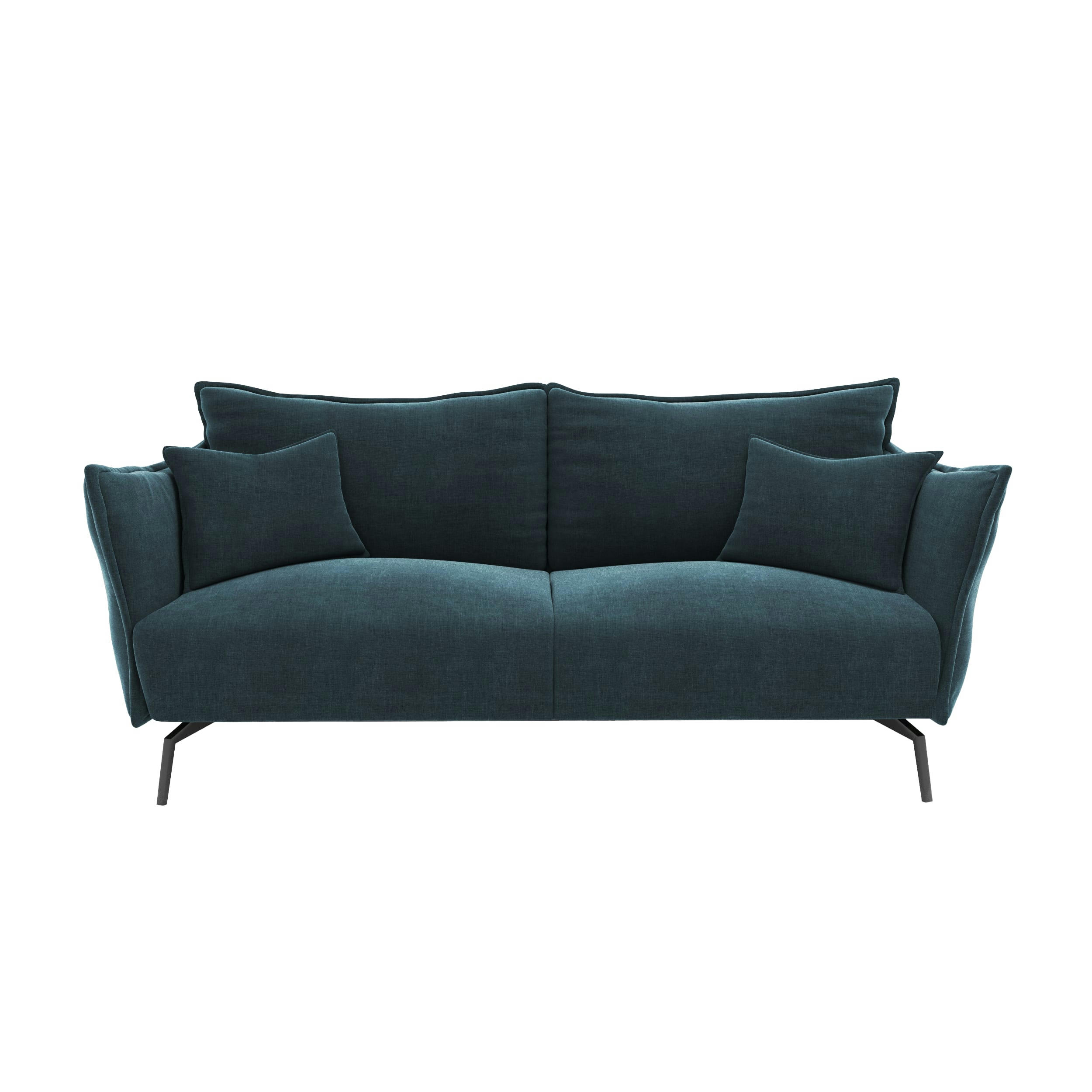 LENNY - Canapé 3 places velours bleu paon