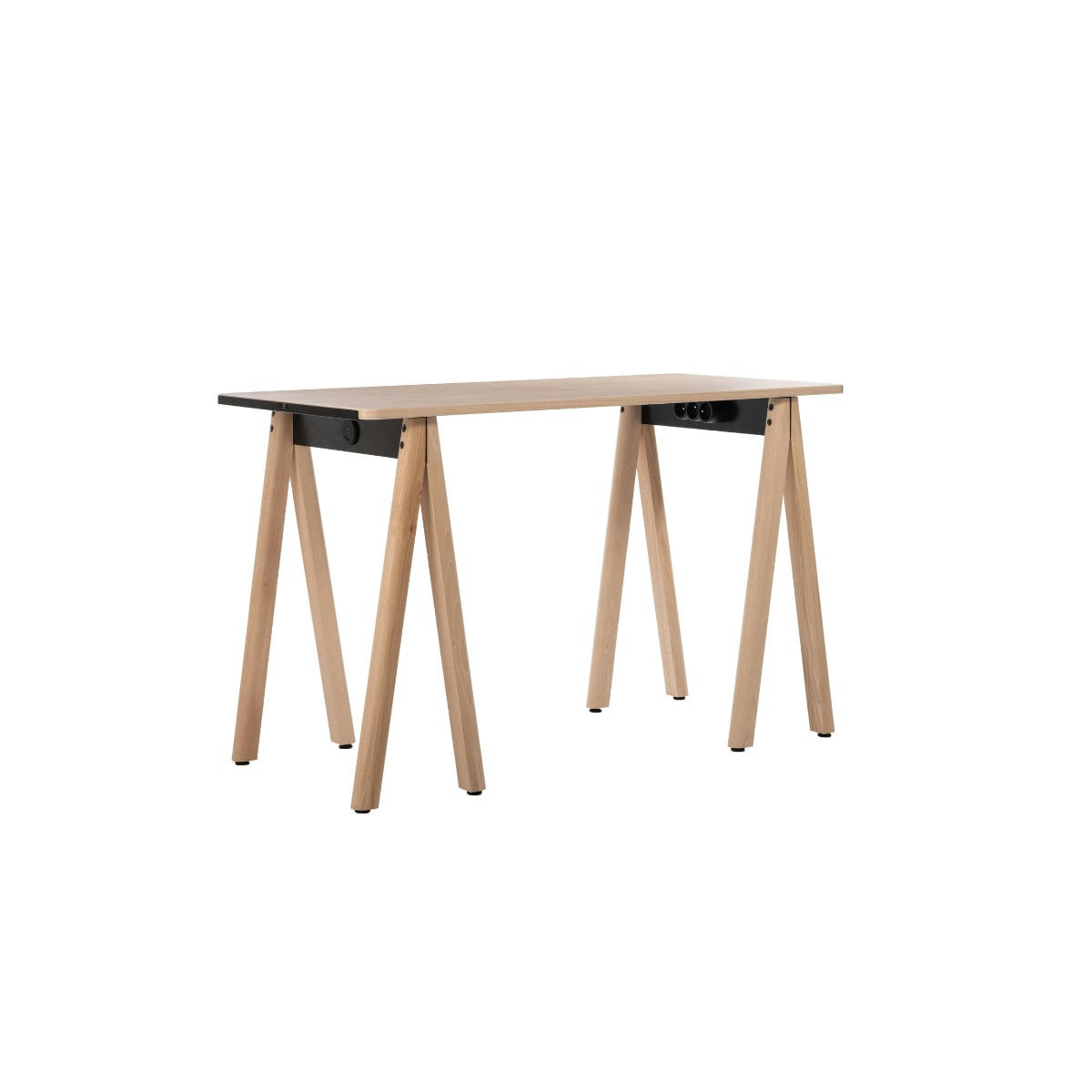 - Bureau démontable pieds en bois et plateau aspect chêne 120x60cm