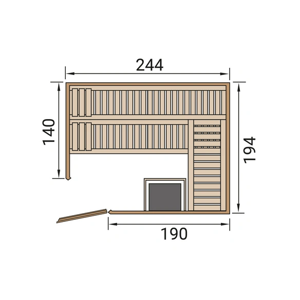 Ecksauna »VARBERG 4«, 6 Personen, inkl. 9 kW Ofen mit integrierter Steuerung