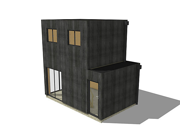 Bureau de jardin 4 saisons en bois 5,5 x 3,5 x 2,7 m / isolation RE2020 avec mezzanine et terrasse