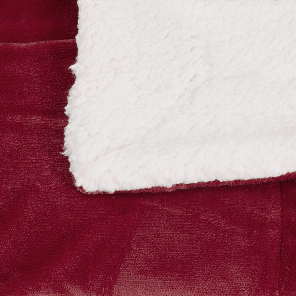 Plaid pilou pilou sherpa blanc et prune 127x152cm