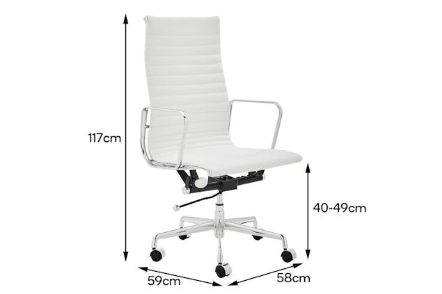 NNEKGE Replica Eames Group Standard High Back Office Chair (White Leather)
